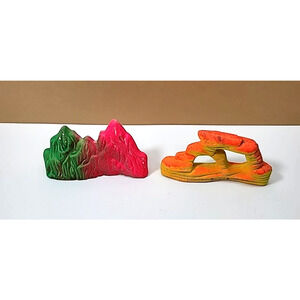 Vtg Ceramic Neon Aquarium/Fish Tank Decorations Mountains & Rock Arch-UV Glow